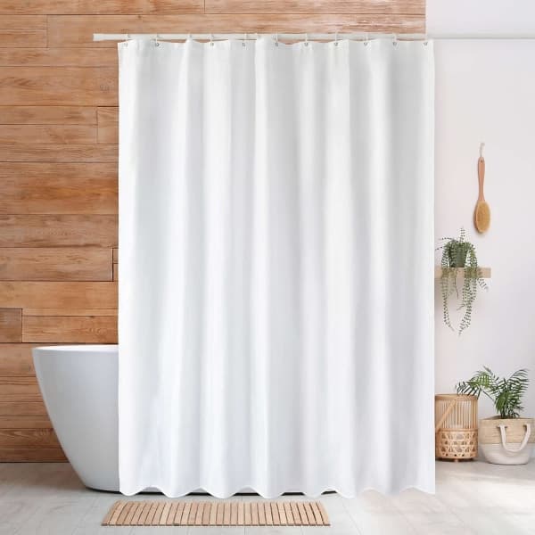 Duschdraperi - 180 x 180 cm Mögelresistent, viktad fåll, vattentätt polyestertyg, badrumsgardin med duschdraperiringar i plast