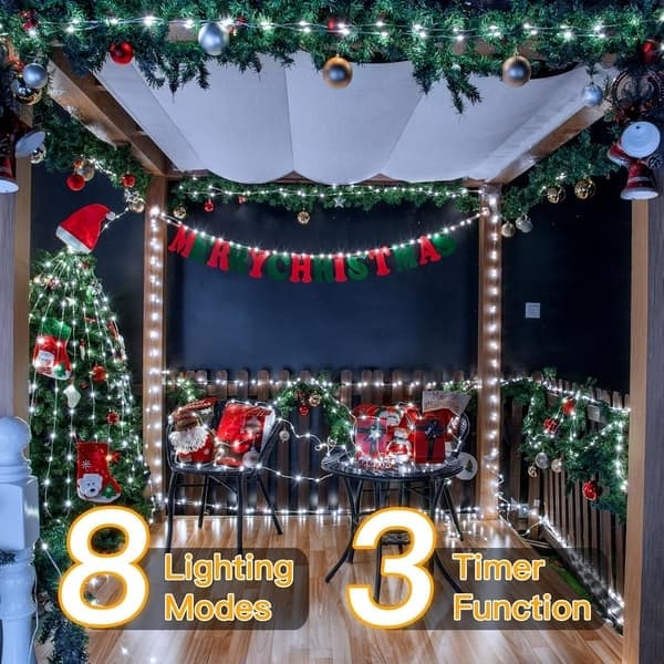 Eventyrlys 500 LED 50 meter, kjølig hvite eventyrlys IP67 vanntett med fjernkontroll 8 moduser timer dimbar, koble til julelys