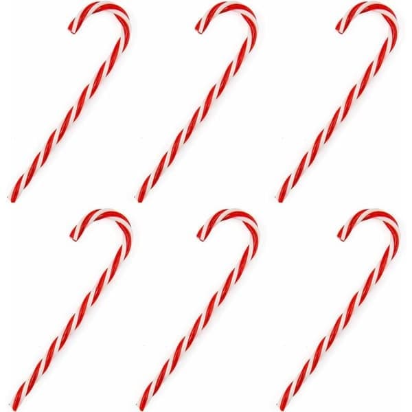 6 x 15 cm røde slikstokdekorationer til jul