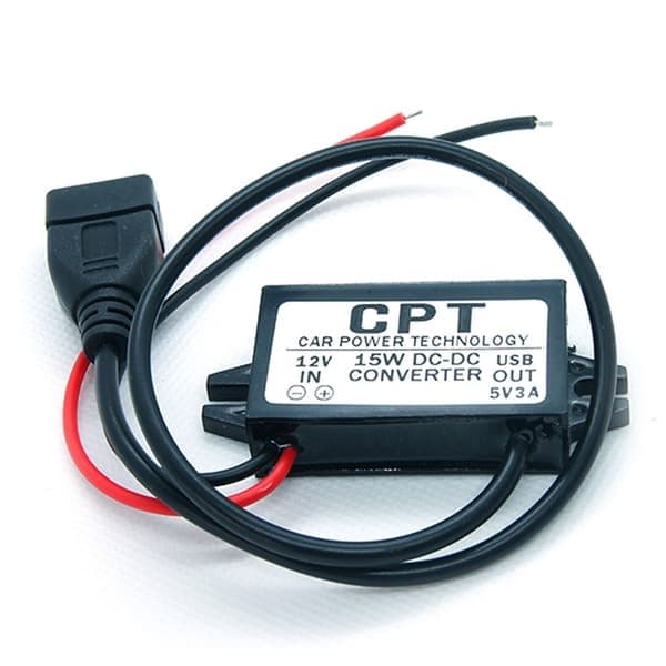 DC-DC Konverter Modul 12V til 5V USB Udgang Strømadapter 3A STRØM Sort
