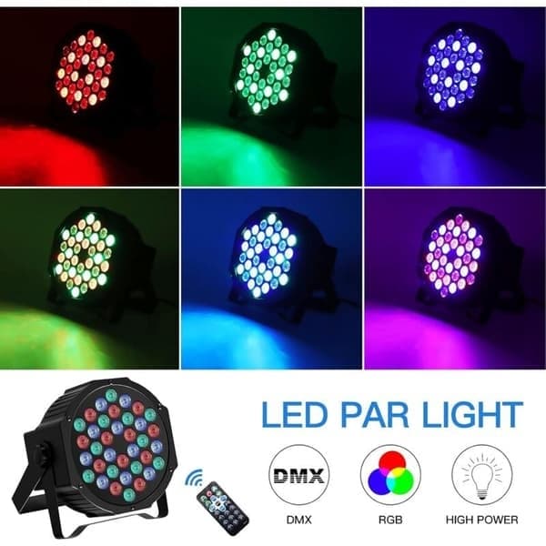36 LED RGB DMX512 Diskolysprojektor med fjernkontroll, Auto/Lyd/Master-Slave-modus, Scenbelysning for DJ Bar Bryllup Halloween Jul