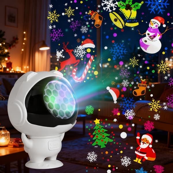 PC USB-driven LED-projektionslampa med 360° roterande projektor, USB-driven julgran, snögubbe, snöflingor, jultomte, glödande effekt