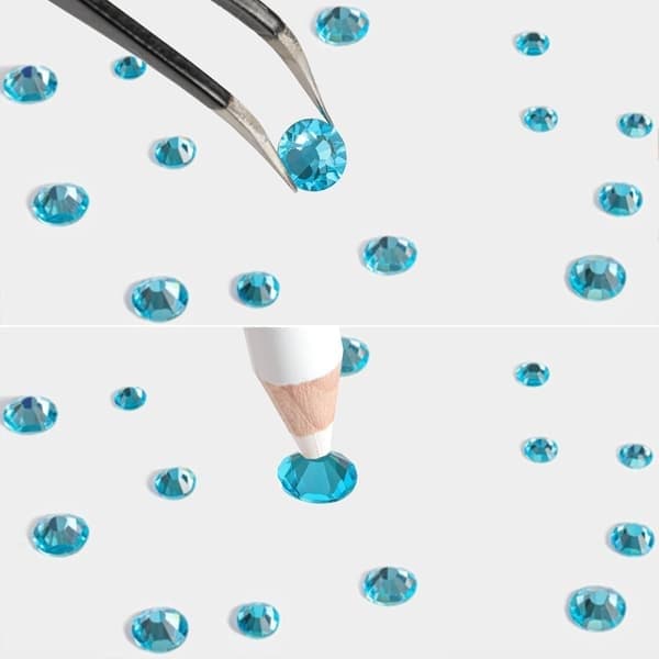Rhinestones til makeup, 8 størrelser blå flatback rhinestones ansigtssmykker til neglehåndværk, akvamarin