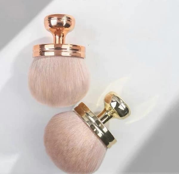 Svamped-hoved makeupbørste Bløde børster Løs pudderbørste Bærbar foundation Black