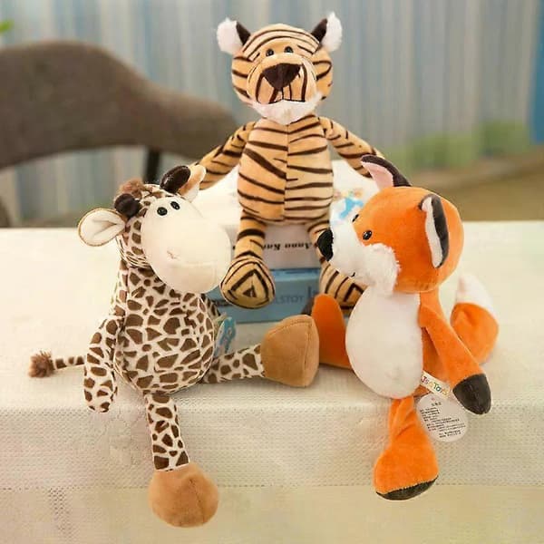 Söt tecknad fylld verklighetstrogen lejon tiger elefant apa leopard giraff docka simulering skogsdjur plyschleksaker för barn present B08