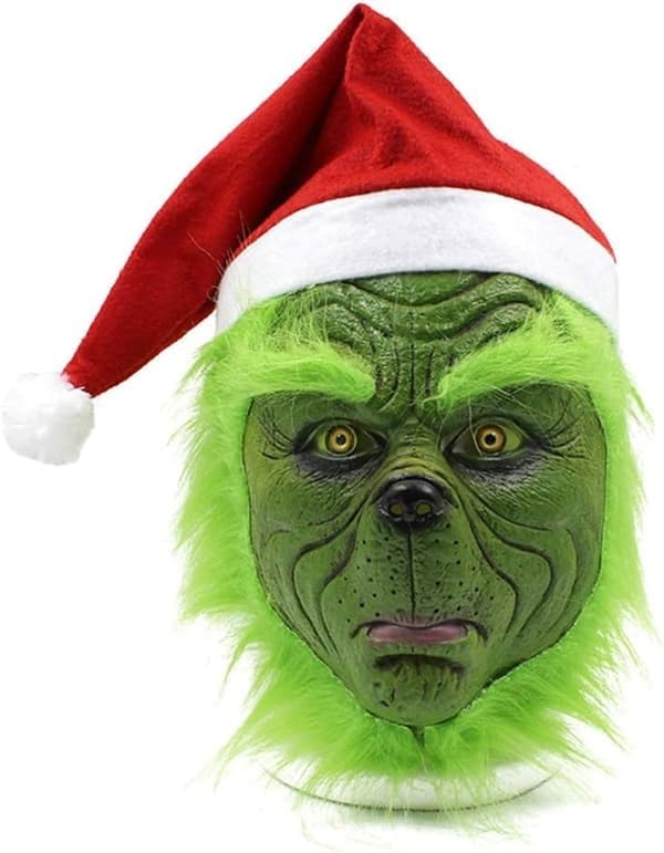 Julemaske og handsker, kostumerekvisitter, latex fuld hovedmaske