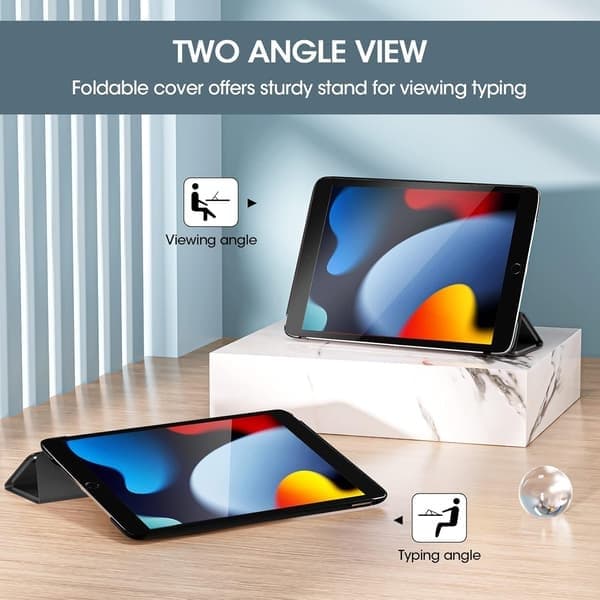 iPad 9:e/8:e/7:e generationens 10,2 tums fodral 2021 2020 2019, smalt lätt skyddsfodral Smart Cover - Svart