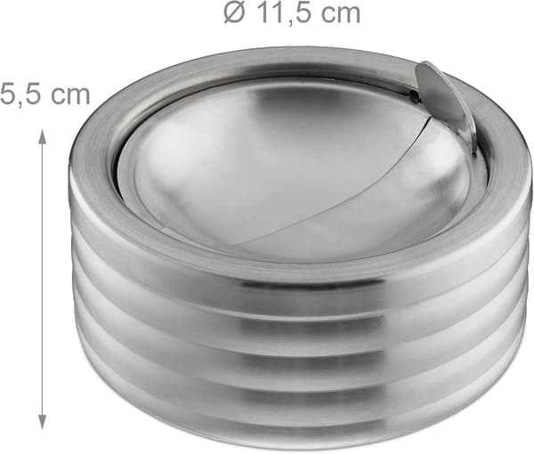 Askkopp med lock för inomhus- och utomhusbruk, rostfritt stål, silver, 5,5 x 11,5 cm