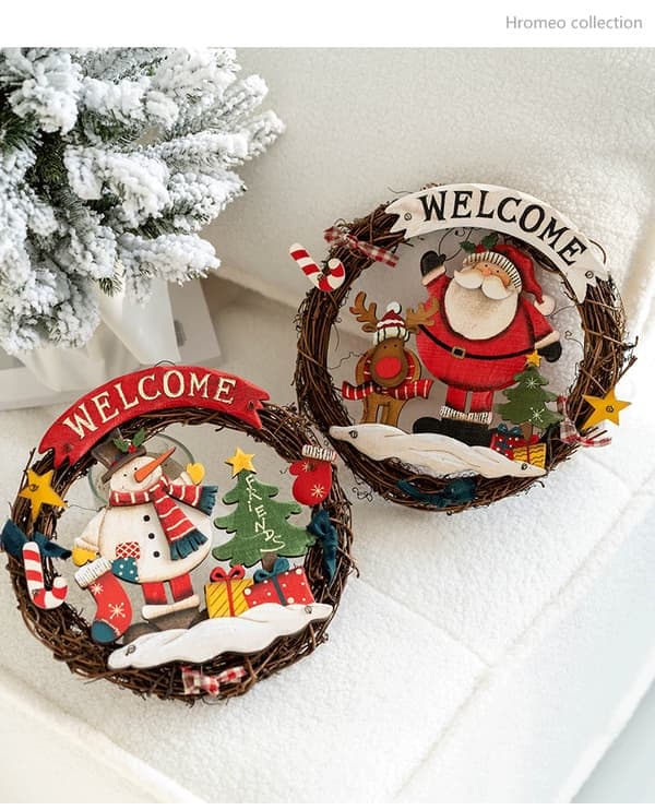 Julkrans med fläta - Välkommen dörrkrans till jul