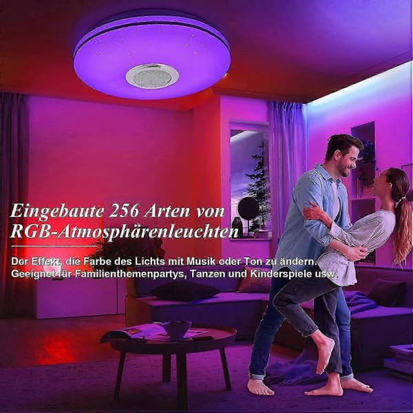 Dimbar RGB LED-taklampa med Bluetooth-högtalare, perfekt för kök, barnrum, sovrum, vardagsrum - 32cm