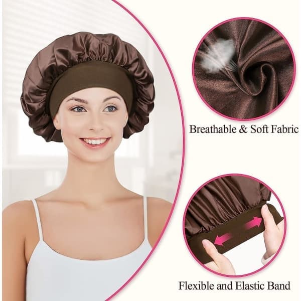 2-pack Satin Natthuva, Satin Natthuva, Silke Natthuva Natthuva för Kvinnor (Svart, Kaffe)