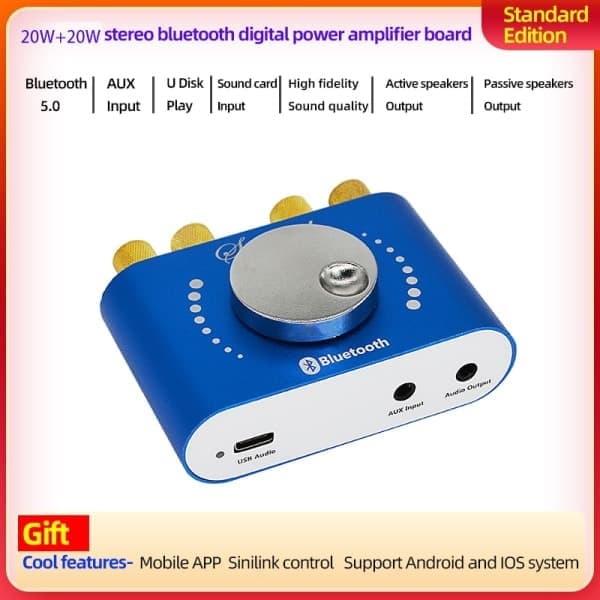 Bluetooth 5.0 HiFi Digital Forsterker Stereo o 2.0-kanals lyd
