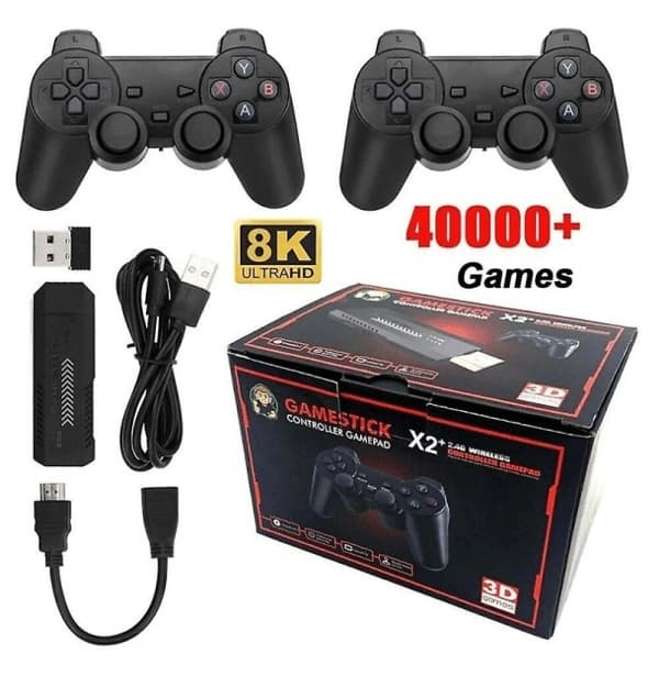 X2 Plus Spelkonsol Retro Dubbla Trådlösa Handkontroller 128GB 40000+ Spel