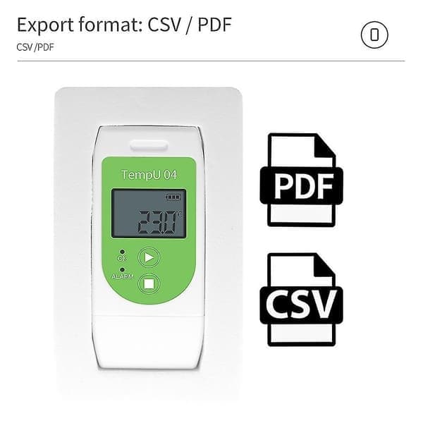 USB temperaturdatalogger gjenbrukbar temperaturopptaker Tempu 04 PDF-rapport temperaturopptak i