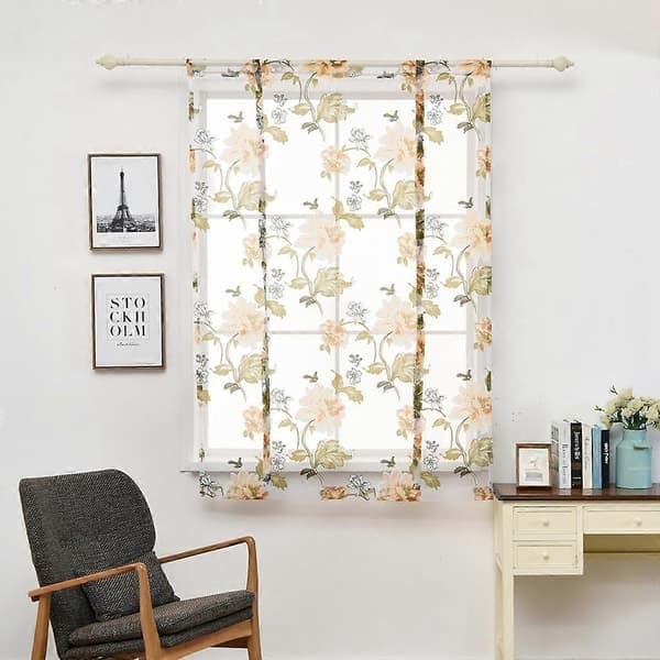 Kök Fönster Korta Gardiner Panel Lila Pion 60x140cm
