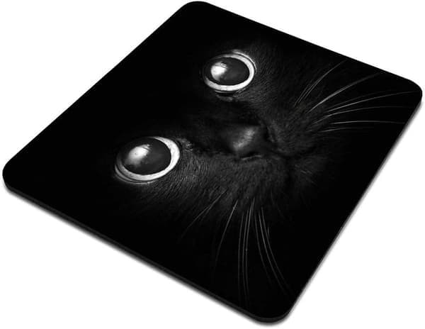 Sort kat gaming musemåtte specialdesignet, sort kat med hvidt øje Looki