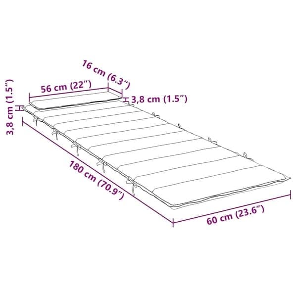 vidaXL Aurinkotuolin pehmuste musta 180x60x4 cm Oxford-kangas musta