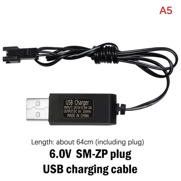 3.6V 4.8V 6V 7.2V NiMH batteri USB-laddare för fjärrkontroll A5