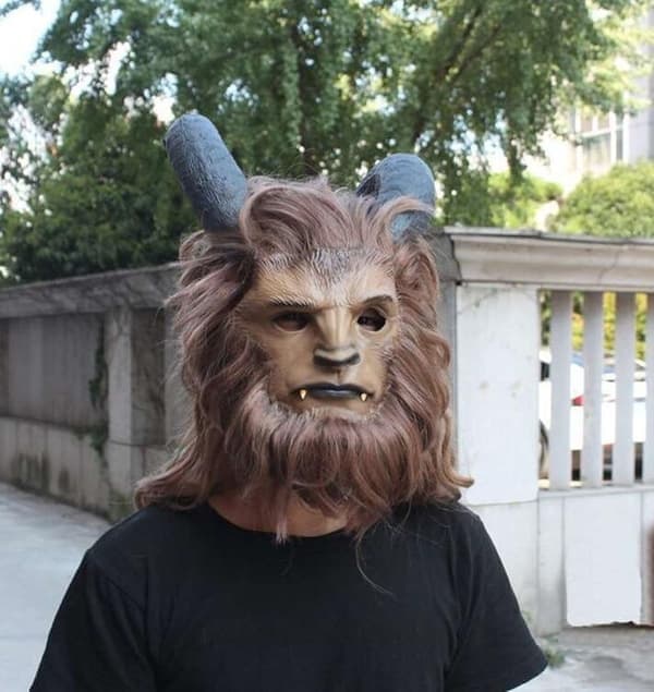 Beast Mask Beast Cosplay Mask med peruk för vuxna 53-63CM