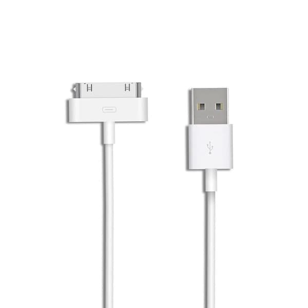 30-bens opladerkabel kompatibelt med iPhone 4 4s 3G 3GS, iPad 1. 2. 3. generation, iPod Touch, iPod Nano, iPod Classic USB
