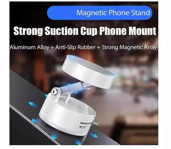Airify Airgrip - Magnetisk Vakuumtelefonhållare, Airify Telefonfäste Justerbart White