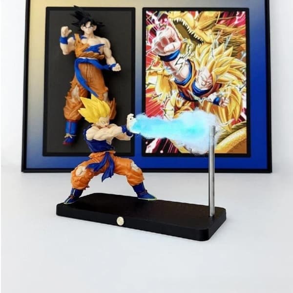 Nye julelys Super Saiyan natlys, LED-bølgeeffekt, magnetisk displaystander blå De bedste gaver til børn denne jul