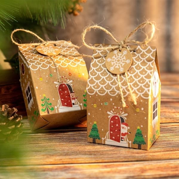 Jul pepparkakshus godislåda julkalender kraftpappersförpackningslåda present liten papperslåda 24 set