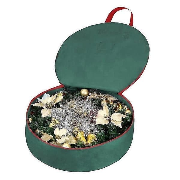 Julekrans med håndtak laget av slitesterkt 600d Oxford polyester materiale for julekranser med 60 cm diameter (rød)