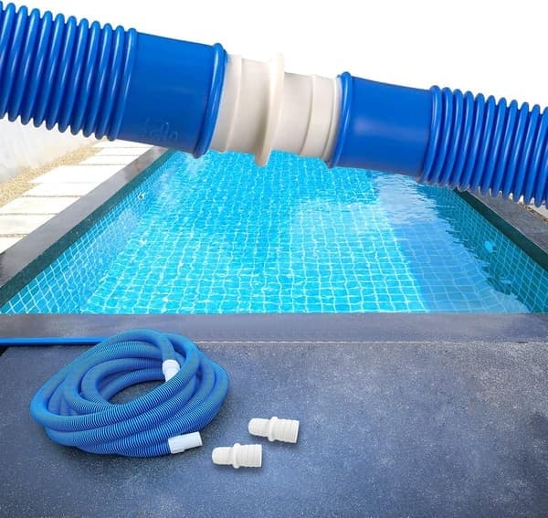 Sæt med 2 slangetilslutninger Ø 32 til 38 mm til pool + 4 universelle rustfri stålslangeklemmer