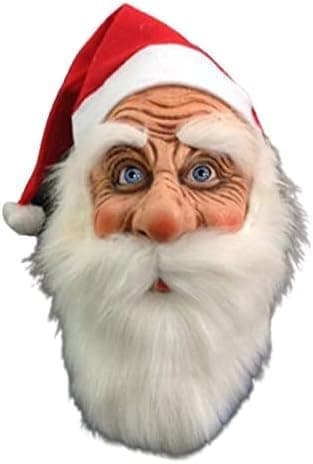 Julemaske, rød julehatt, parykk, skjegg, hette