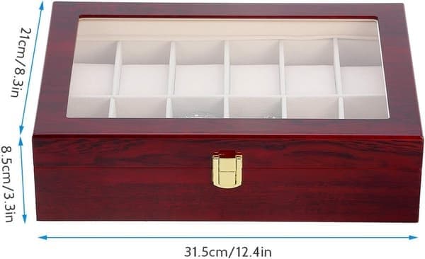 Urkasser med 12 rum, træ urkasse med transparent vindue