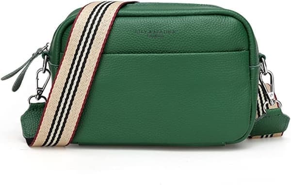 Crossbody taske til kvinder, lille ægte læder grøn