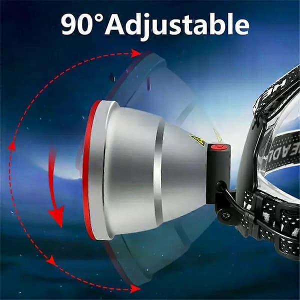 1000M lang rekkevidde superkraftig LED-hodelykt 18650 hodelykt USB oppladbar utendørs fiskehodelykt Campinglykt 3