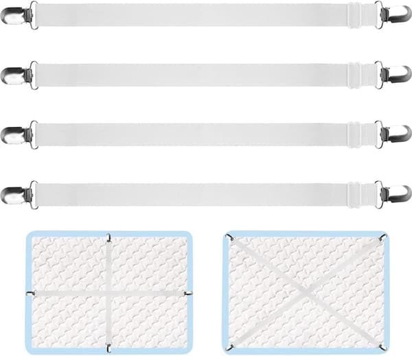 Justerbar lakansträckare (70 cm till 230 cm) - (Vit, 4 set)