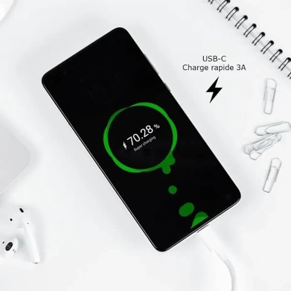 Supertilbud til lav pris! Lader - Kompatibel med Samsung - Galaxy A05s - 3A Hurtiglader med USB-C-kabel - Glad