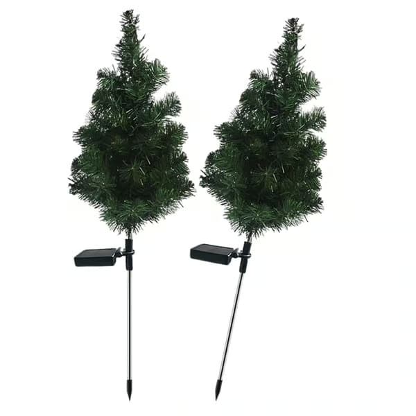 2x Solcelledrevet juletrelys for hage, uteplass og dekorasjon