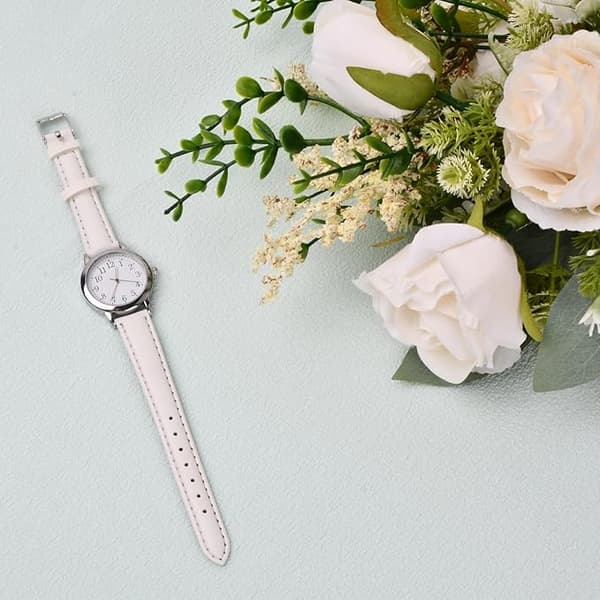 Damearmbåndsur, Elegant dameur med læderrem, Trendy analogt quartzur til unisex