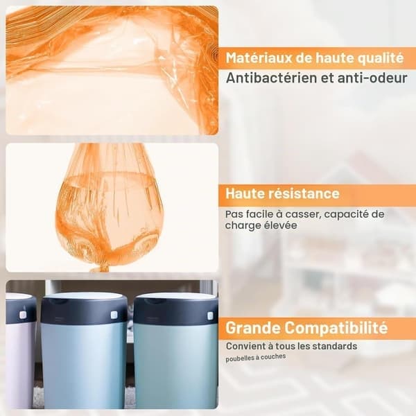 12 store bleposer med stor kapacitet - kompatible med Tommee Tippee og Angelcare