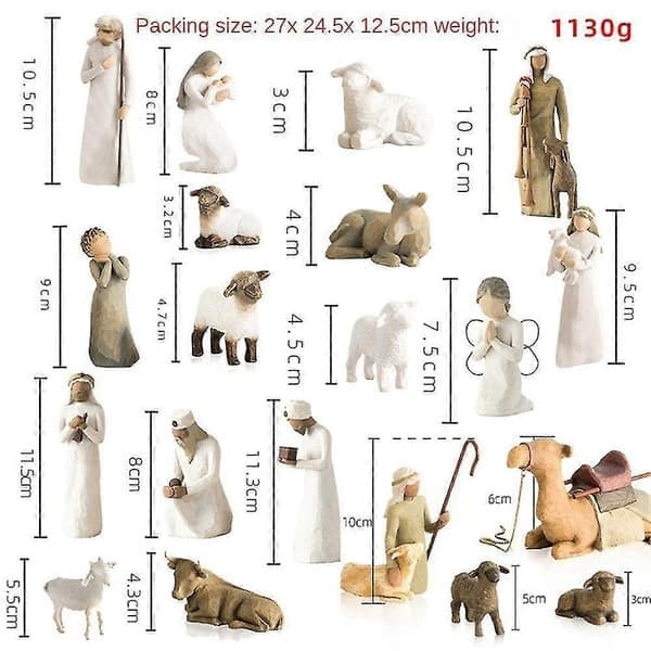 Willow Tree Julkrubba Figurer Set Staty Handmålad Dekor Julklapp
