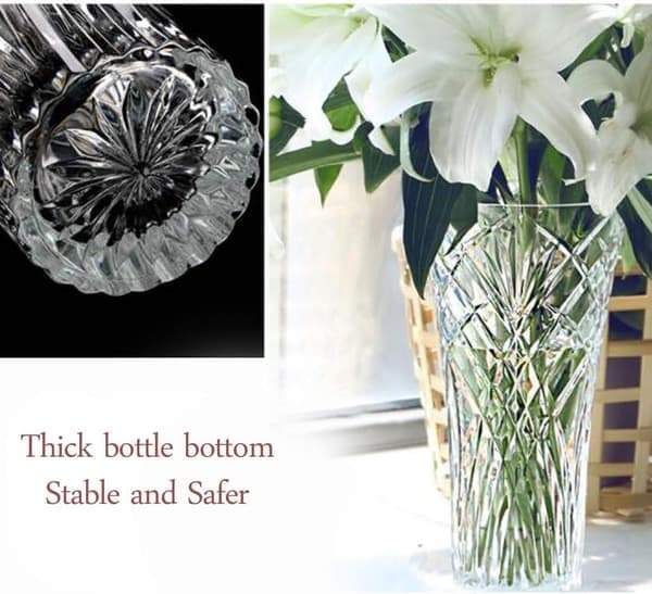 Vase, glassvaser for blomster, stor gjennomsiktig blomstervase (30 CM)