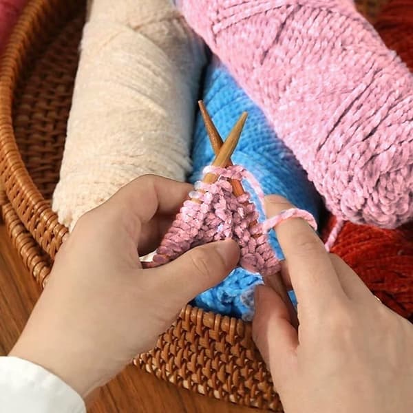 Chenille garn, chenille garn til hækling, 3 ruller garnnøgler til gør-det-selv strikning og hækling, håndarbejde Light pink