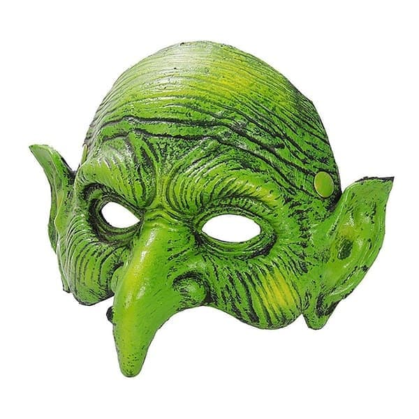 Häxmask Grön Goblin Mask Halloween Karneval Party Kostym