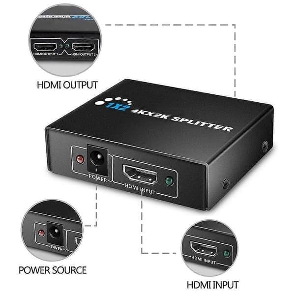 1 in 2 ut 4K x 2K HDMI-splitteradapter stöder 3D Full HD 1080P-upplösning för PS3 Xbox HDTV DVD