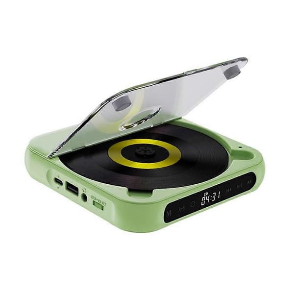 Ladattava kompakti CD-soitin sisäänrakennetuilla HiFi-kaiuttimilla Light Green