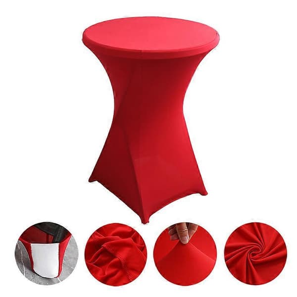Rund cocktailduk i spandex, fireveis stramt tilpasset stretch big red