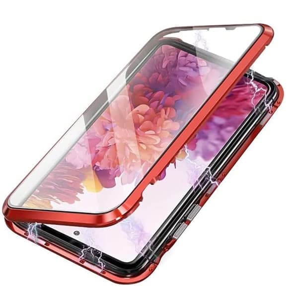 Samsung Galaxy S21 - Skyddande dubbelsidigt magnetfodral Röd