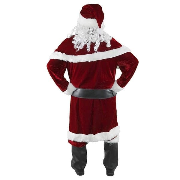 Tomtedräkt Vuxen Julkostym Röd Lyxig Sammet Festlig 8 Delar Present 2XL