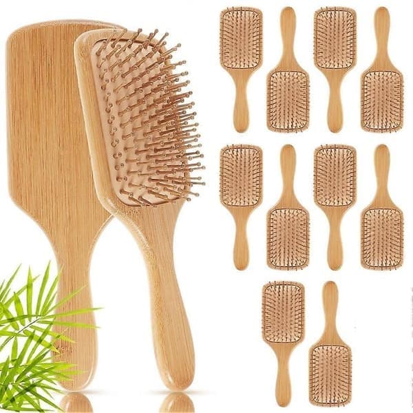 10-pack bambuhårborstar, hårbottenmassage, antistatiska, för gör-det-själv-gravyr, jul- och tacksägelsepresent
