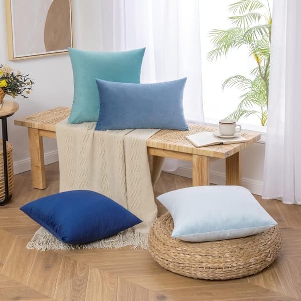 Pyntepude 45x45cm Pudebetræk til stue sofa soveværelse sæt med 2 til hverdagsbrug og også velegnet til helligdage som jul blue