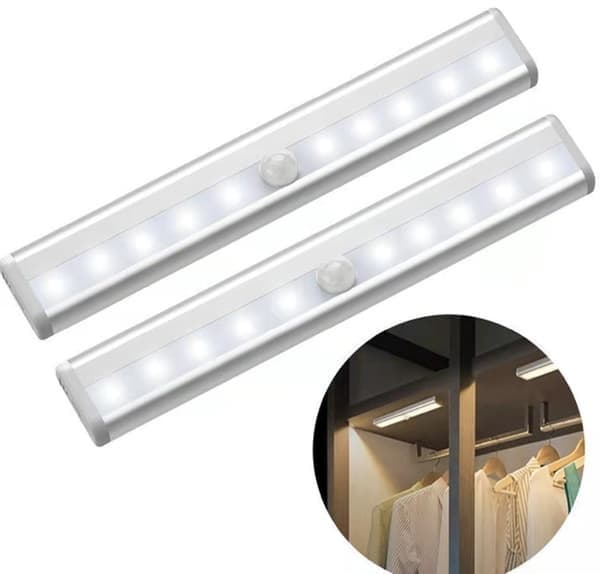 10 LED-lys, trådløse, USB oppladbare, magnetisk nattlys batteridrevet, timerfunksjon og justerbar